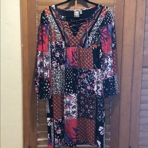 Long Sleeve Patchwork Dress
